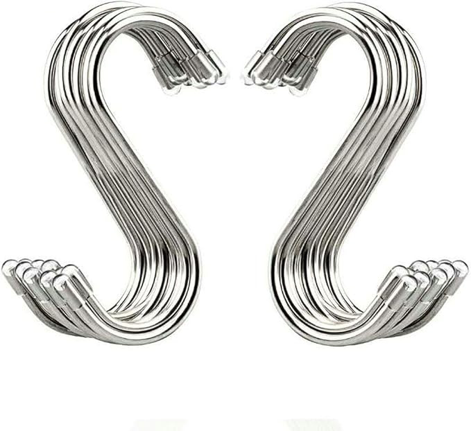 Evob 20 Pack 3.4" S Shaped Hooks Stainless Steel Metal Hangers Hanging Hooks for Kitchen, Work Sh... | Amazon (US)