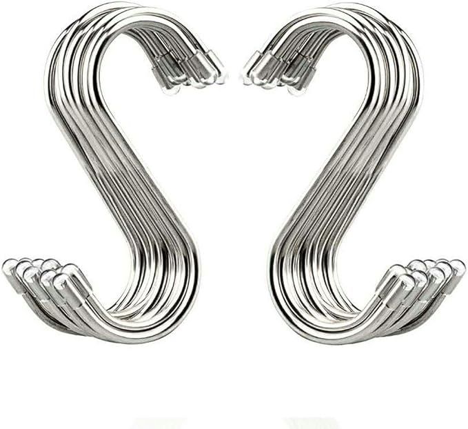 Evob 20 Pack 3.4" S Shaped Hooks Stainless Steel Metal Hangers Hanging Hooks for Kitchen, Work Sh... | Amazon (US)