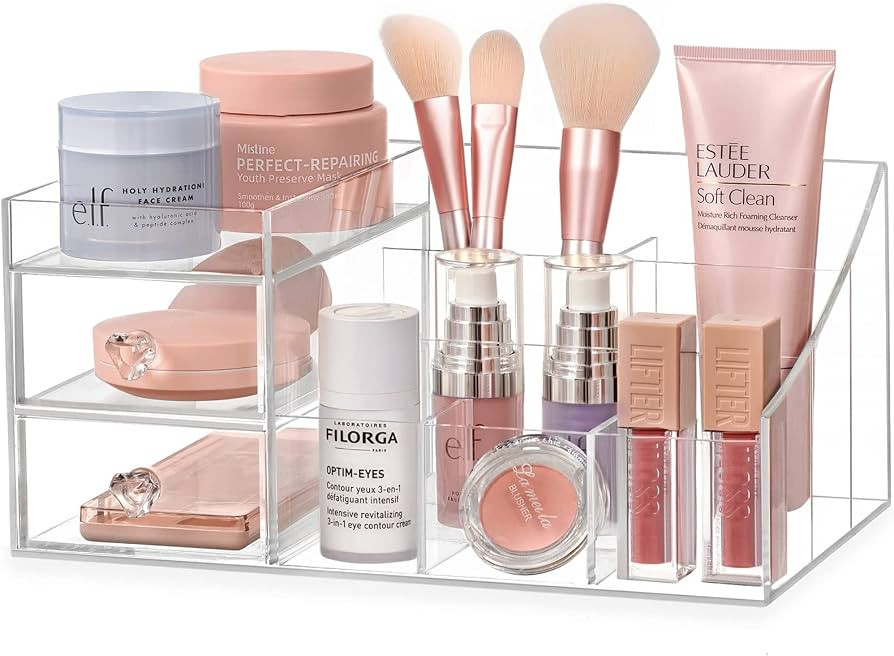 HBlife Clear Acrylic Makeup Organizer, 11.2X6.9X5.6 Inches Large Skincare Organizers and Storage ... | Amazon (US)