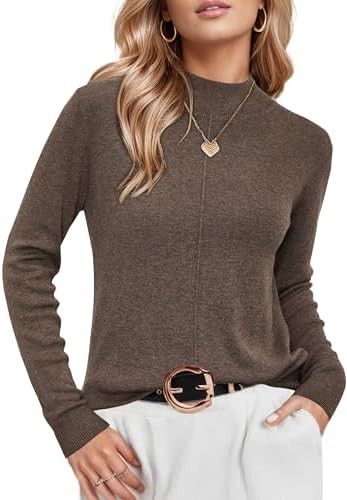 Arach&Cloz Women's Wool Blend Fall Sweaters Mock Neck Business Casual Outfits | Amazon (US)