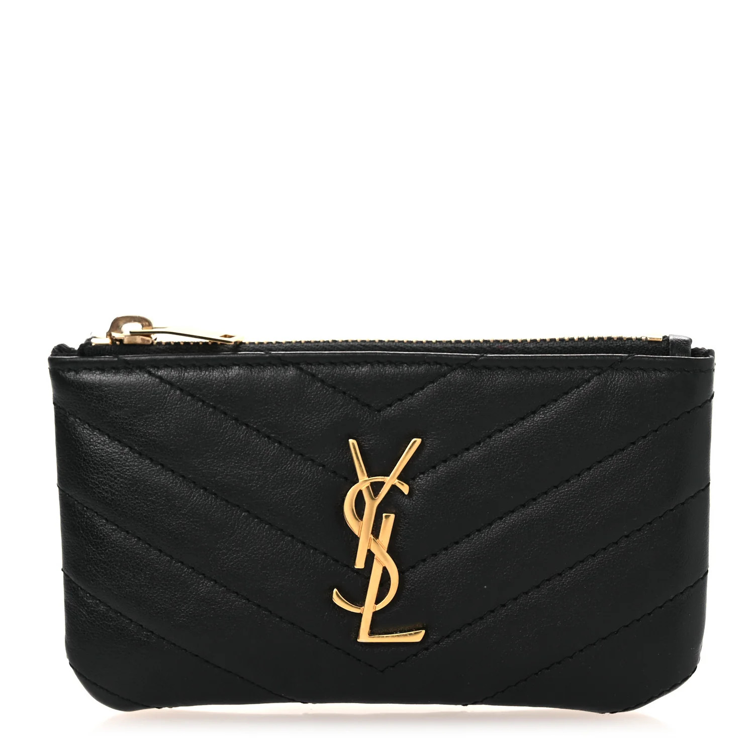 Calfskin Matelasse Monogram Key Pouch Black | FASHIONPHILE (US)