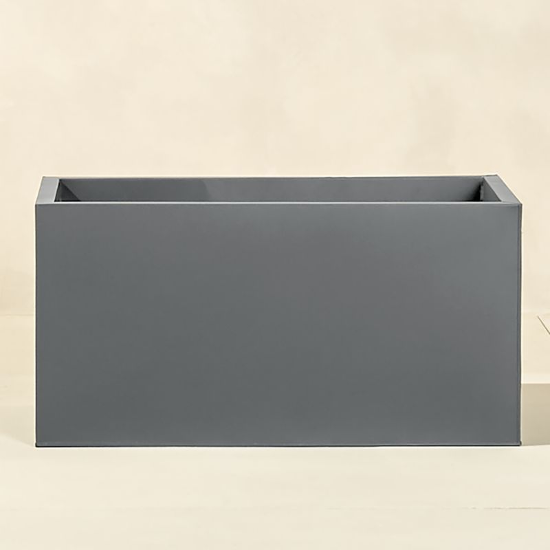 Blox 32" Low Galvanized Charcoal Grey Modern Indoor/Outdoor Planter + Reviews | CB2 | CB2