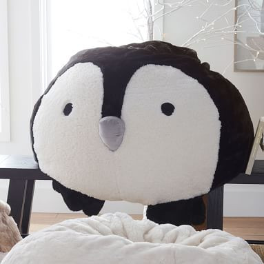 St. Jude Penguin Critter Faux-Fur Bean Bag Chair | Pottery Barn Teen | Pottery Barn Teen