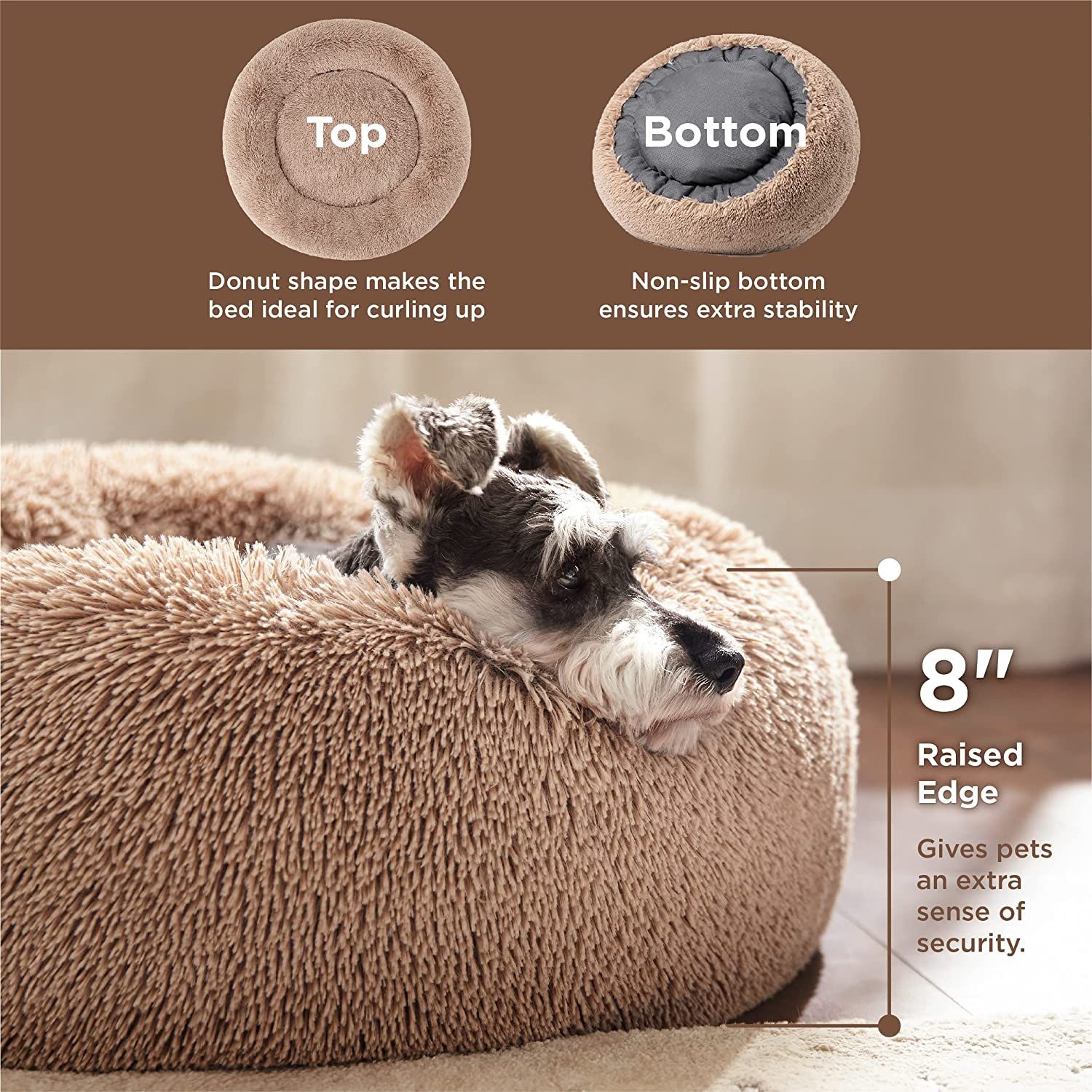 Bedsure Calming Dog Beds for Small Medium Large Dogs - Round Donut Washable Dog Bed, Anti-Slip Fa... | Amazon (US)