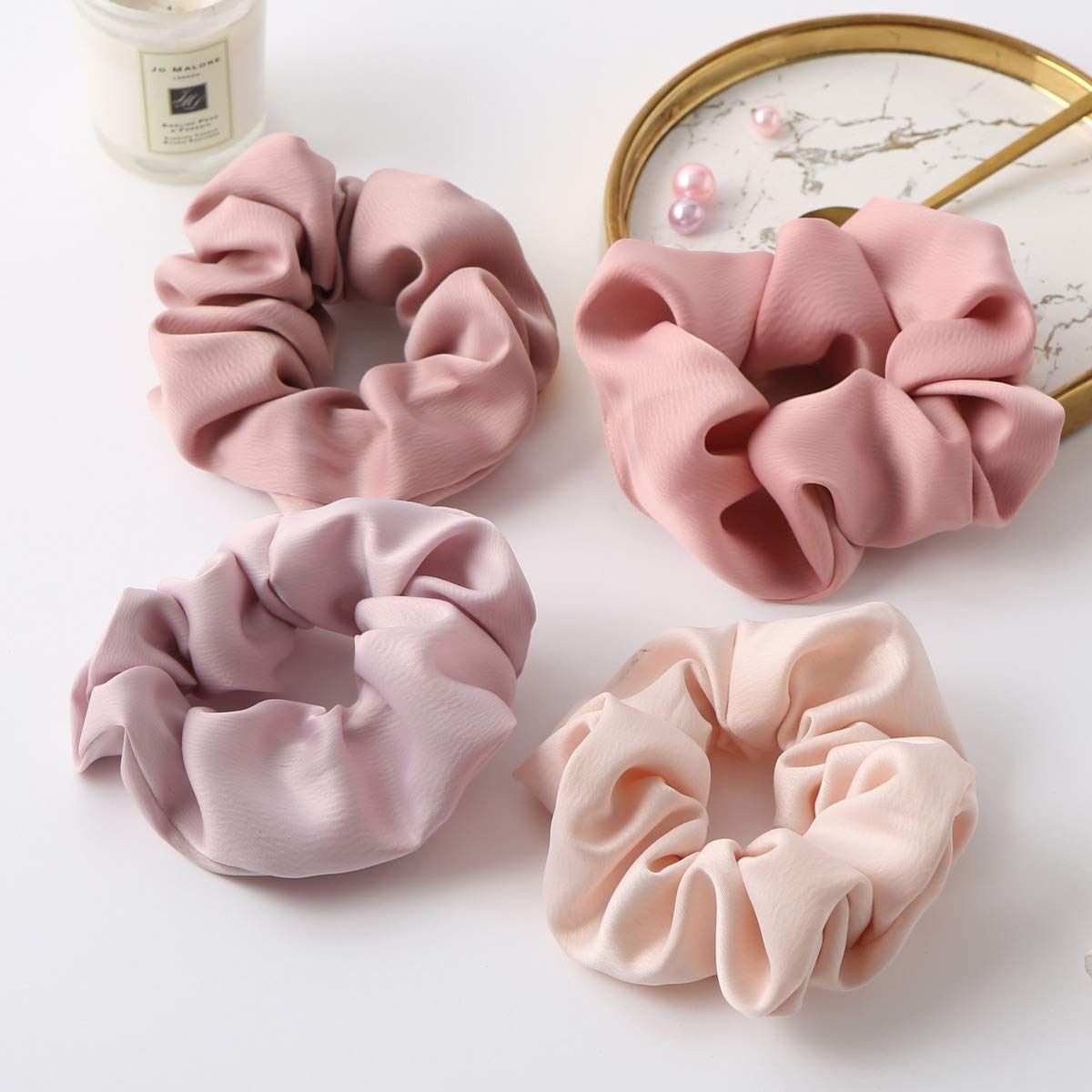 Solid Hair Scrunchies for Women Girls Pink Hair Ties Ropes Soft Cloth Scrunchy Ponytail Holdors E... | Amazon (US)