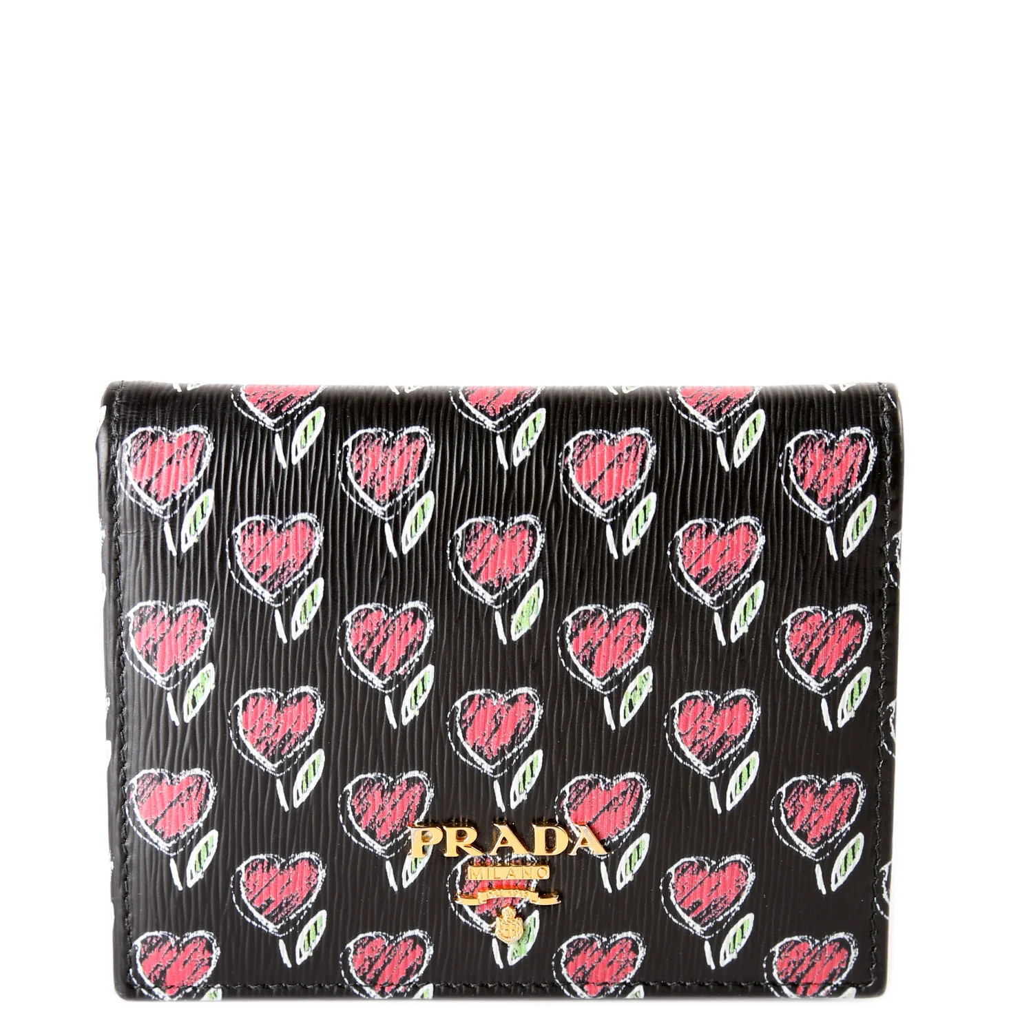 Vitello Move Small Heart Wallet Black/Multicolor | Keeks Designer Handbags