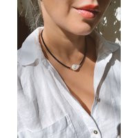 Black Spinel & Baroque Pearl Necklace | Etsy (US)