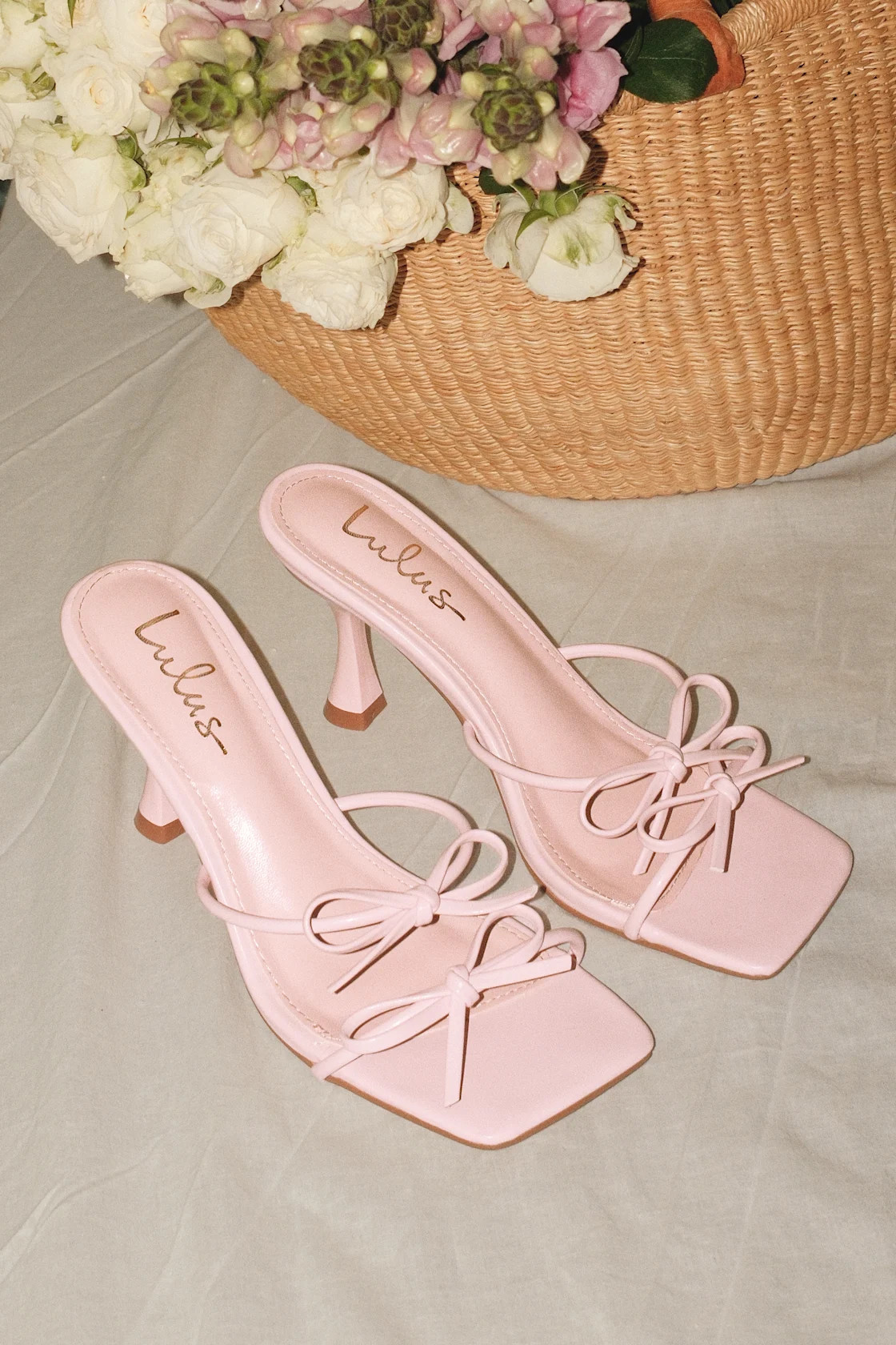 Serinda Pink Strappy Bow High Heel Slide Sandals | Lulus