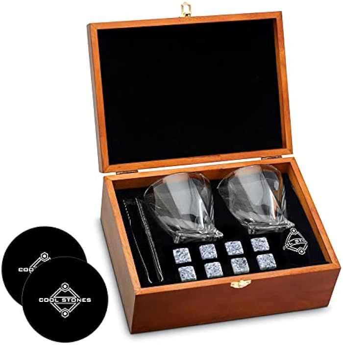 Cool Stones, Whiskey Glasses Set of 2 - Great Gift Set for Men - Bourbon Glasses Made for Whiskey... | Amazon (US)