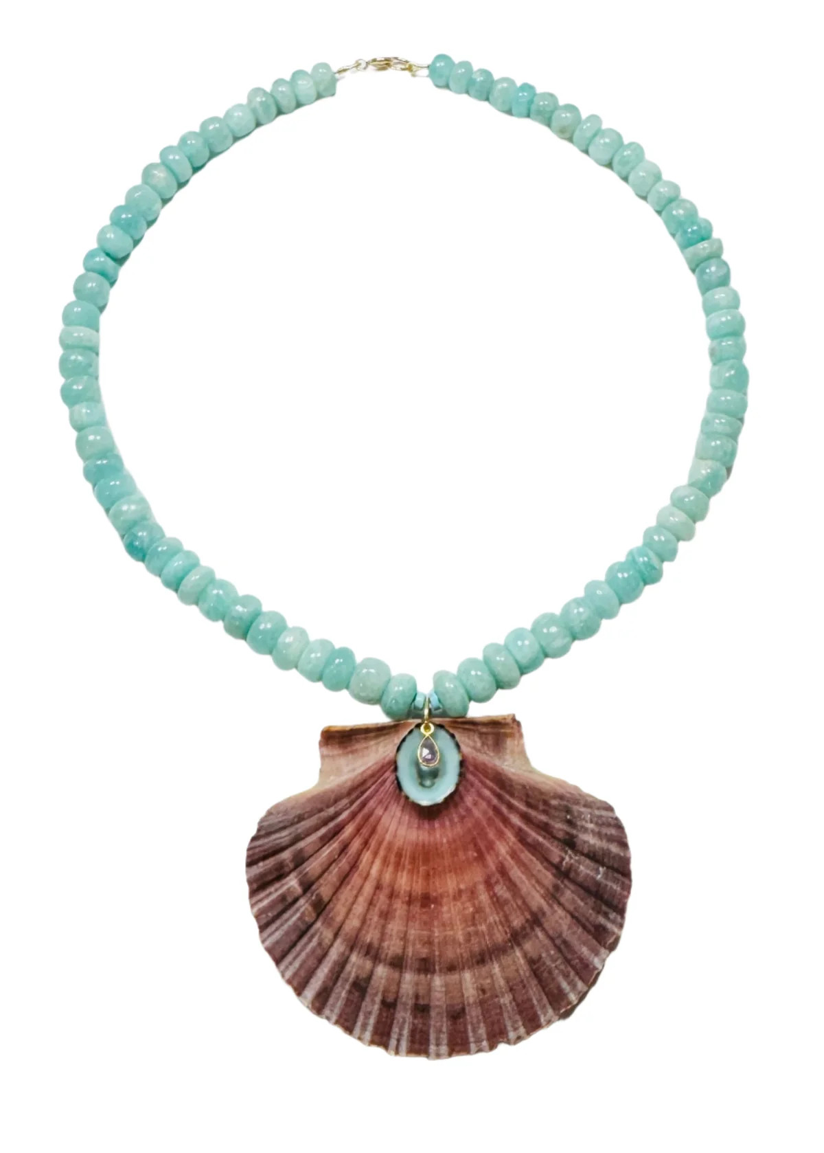 OTM Exclusive: Amazonite Necklace With Mexican Shell Pendant | Over The Moon