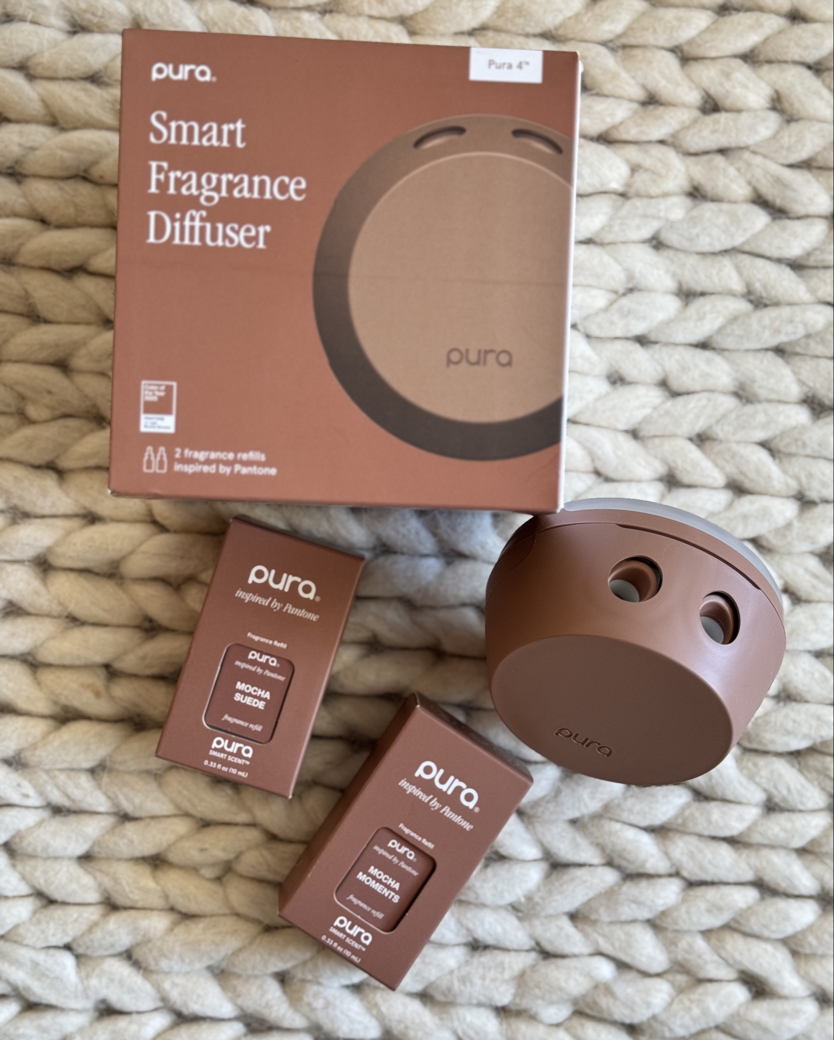 Pura x Pantone 
This limited edition set features a Pura 4™ smart fragrance diffuser in the Pantone Color of the Year 2025 as well as two exclusive fragrances—Mocha Moments and Mocha Suede—inspired by the sophisticated hue.


Pantone - Brown - Neutral Home - Diffuser - Home Fragrance 


#LTKFamily #LTKHome #LTKGiftGuide