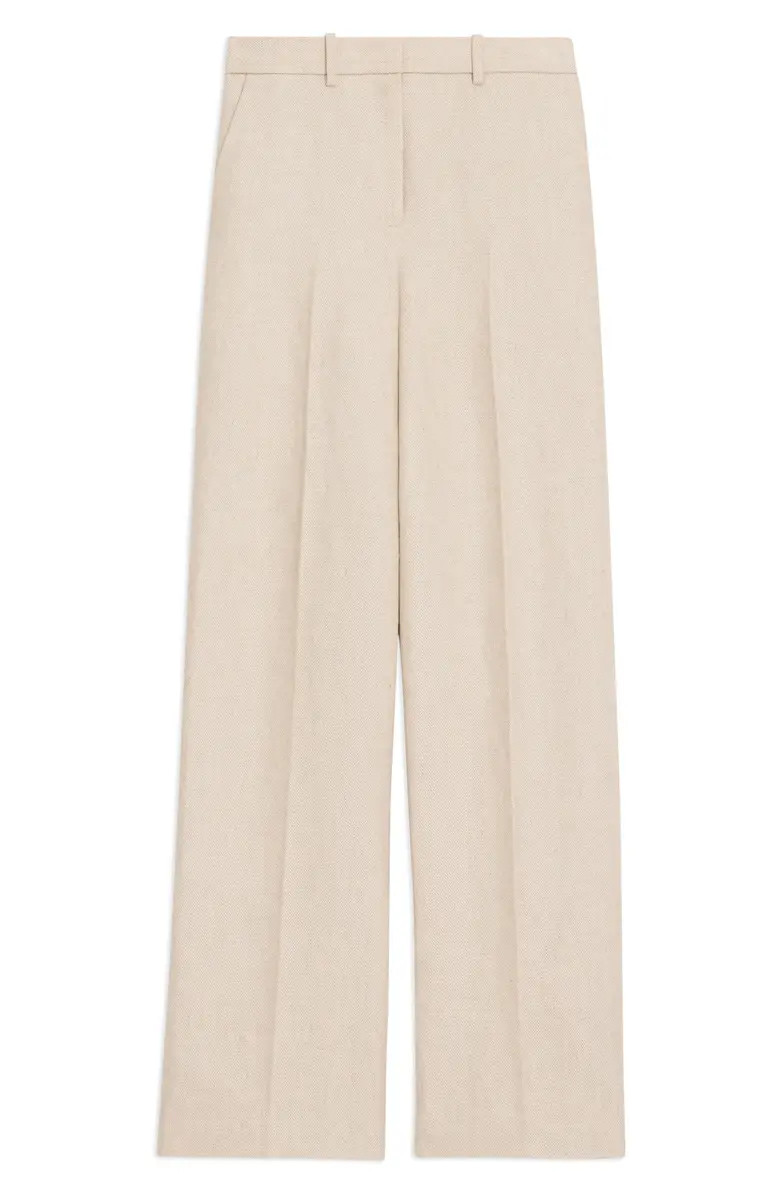 Theory Basket Weave High Waist Linen Wide Leg Pants | Nordstrom | Nordstrom