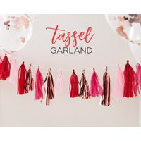Tassel Garland in Pink Red & Rose Gold Valentine's Day Galentine's Fun Fringe Party Banner Mantel Above Table Decoration Supply | Etsy (US)