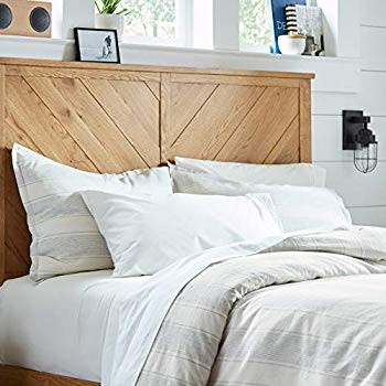 Stone & Beam Washed Linen Stripe Duvet Comforter Cover Set, Full / Queen, White with Blue Stripe | Amazon (US)