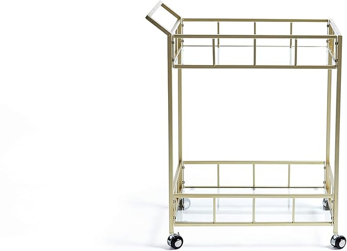 Christopher Knight Home Louise Indoor Industrial Modern Iron and Glass Bar Cart, Gold | Amazon (US)