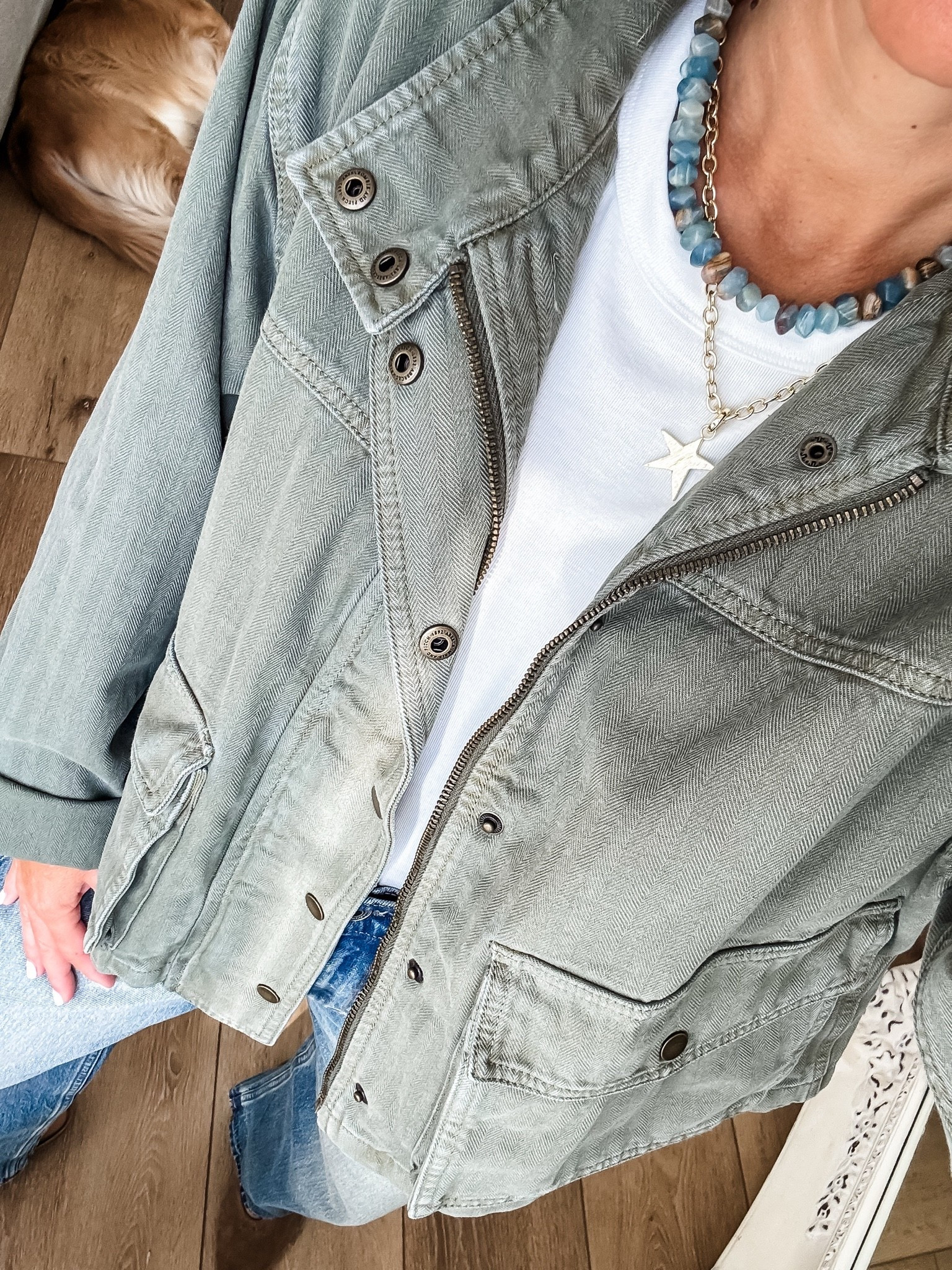 Copy the code from any of the items in the carousel for 20% off at Abercrombie. Jewelry code HOUSEOFLEO20. Fall jacket small
