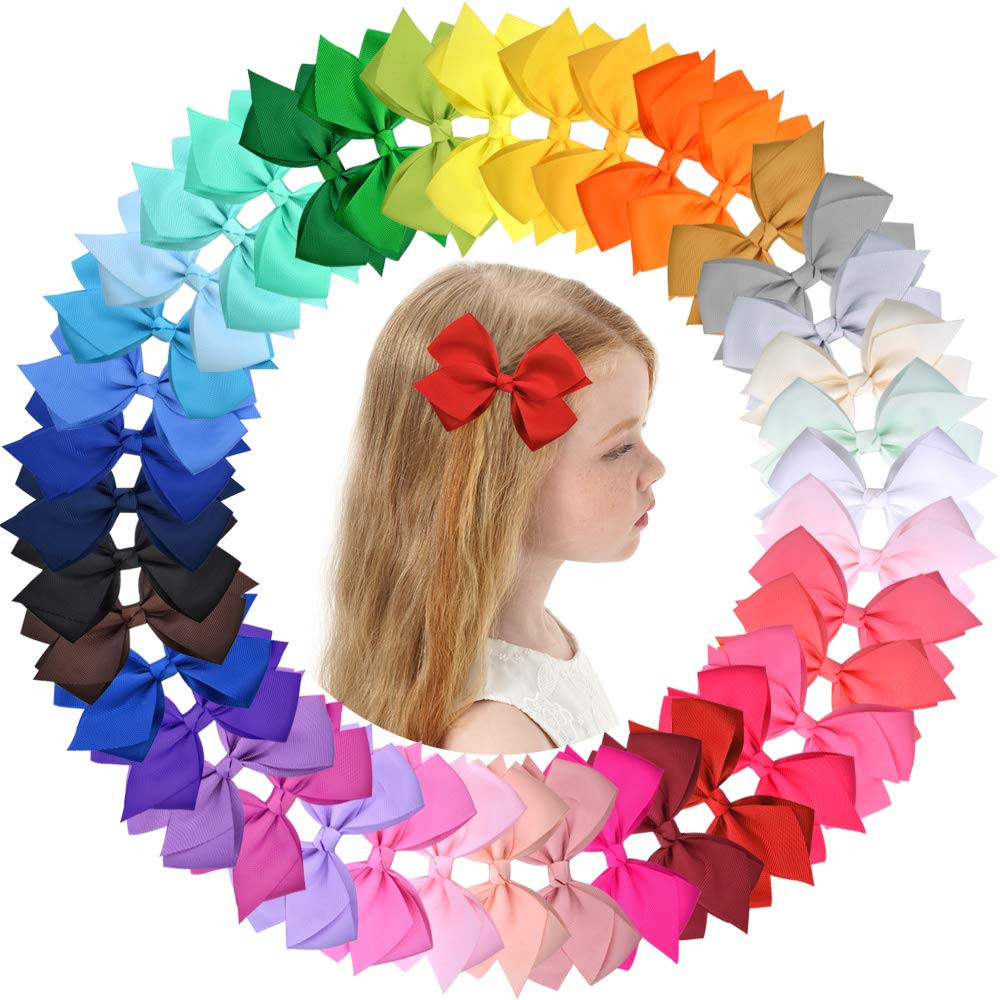 40pcs 4.5 Inches Hair Bows Alligator Clips for Girls Grosgrain Ribbon Hair Barrettes Accessories ... | Amazon (US)