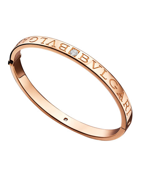 BVLGARI BVLGARI BVLGARI Bangle in 18k Rose Gold with Diamonds | Neiman Marcus