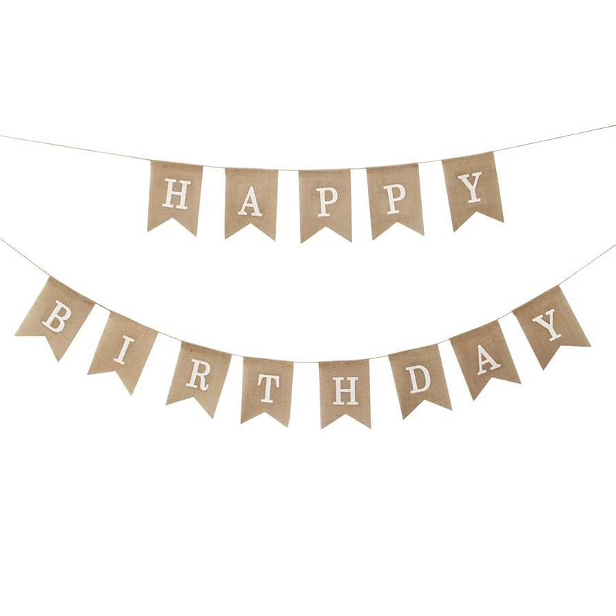 Vintage Brown Burlap Happy Birthday Banner, 7.22 Feet Jute Hanging Bunting Garland for Birthday P... | Amazon (UK)