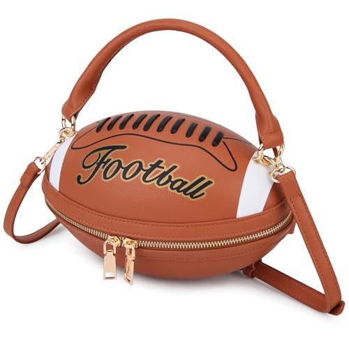 ENJOININ Novelty Brown Rugby Football Shaped Purses for Women Fun Shoulder Bag Crossbody Bag with Adjustable Shoulder Strap | Amazon (US)