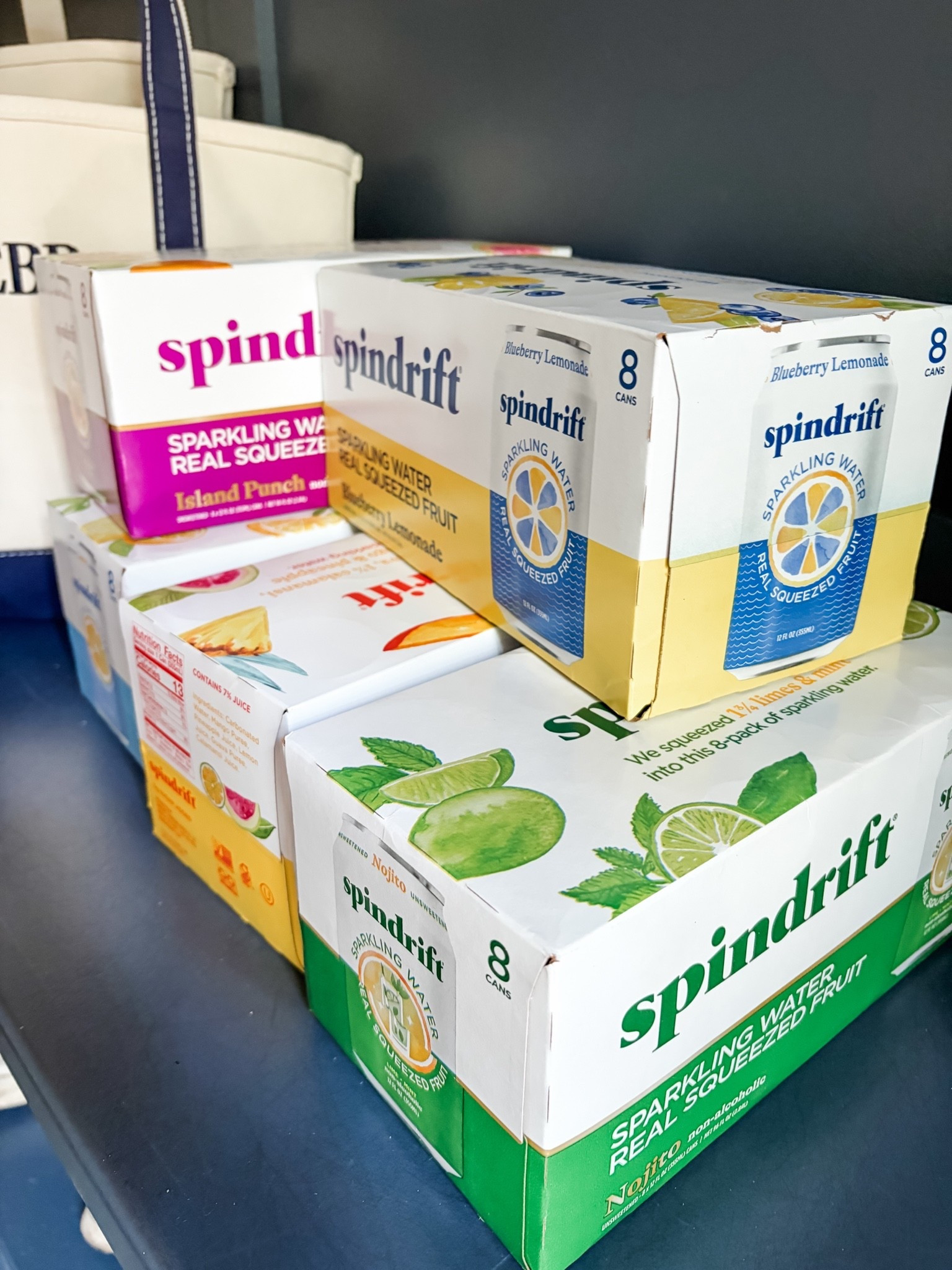 Looking for a low cal summer cocktail?  Grab these Spindrift Seltzers and add a little Tito’s. I love this new blueberry lemonade flavor.