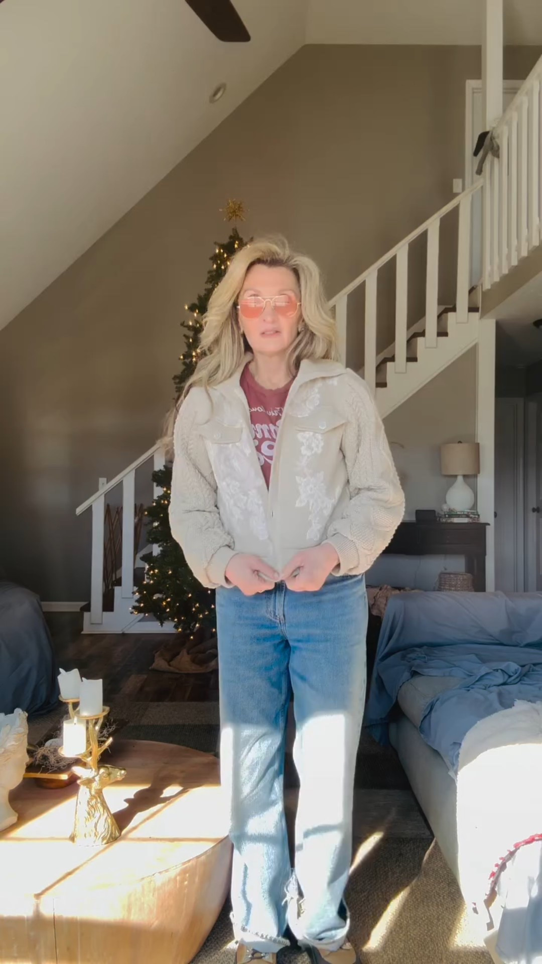 I picked this jacket up at Anthropologie and I’m officially obsessed.
It’s lightweight but cozy, the sweater sleeves are EVERYTHING, and it’s exactly what I’ll be wearing now that all my heavy coats are put away.

And yes… the back detail sold me.
And yes… the tree is still up.
We’re all fine here 😌

#transitionalstyle #thisis63 

#LTKOver60

#LTKSeasonal #LTKOver40