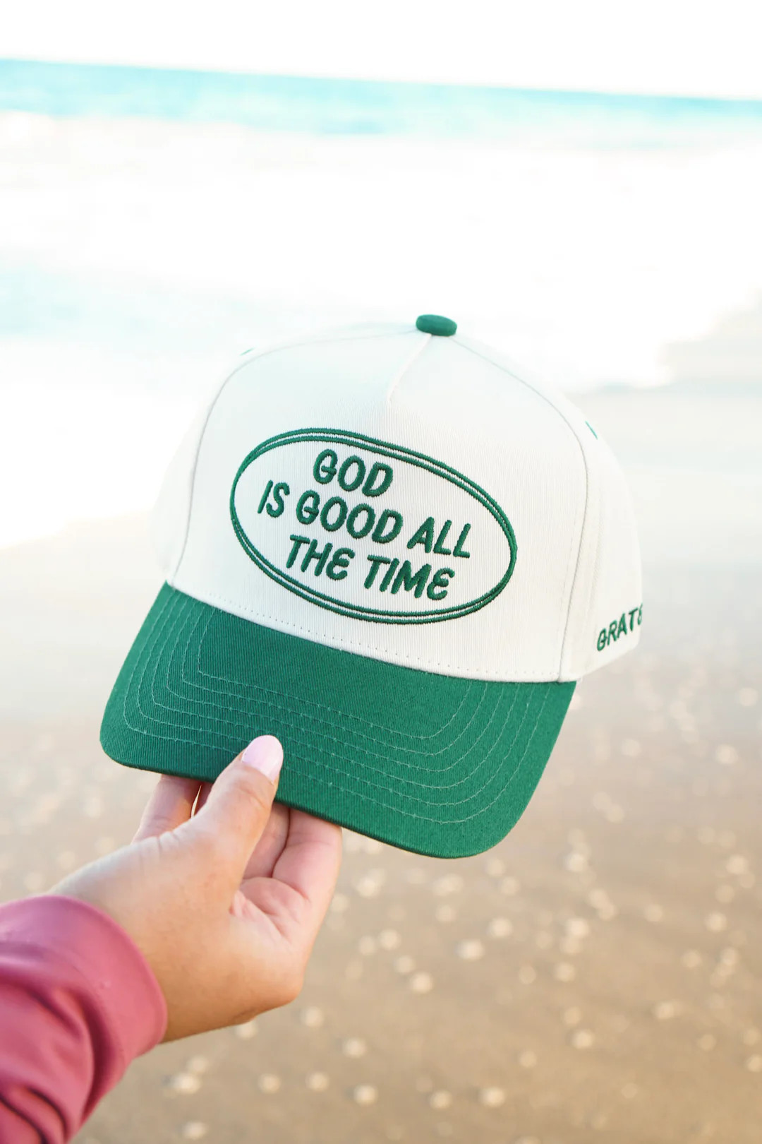 God is Good - Green Vintage Trucker Hat | KenzKustomz