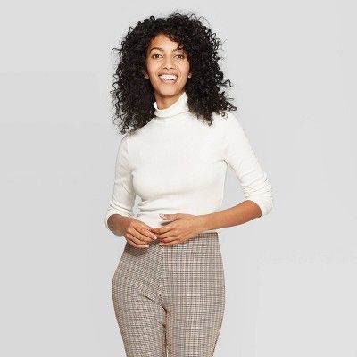 Women's Regular Fit Turtleneck Ribbed Sweatshirt - A New Day™ | Target