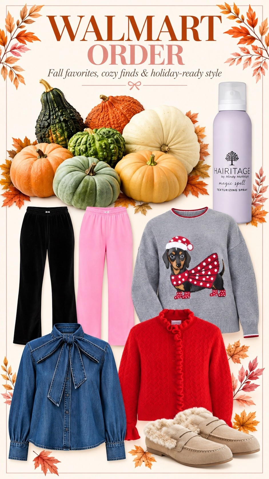 Walmart Fall Favorites & Cozy Finds 🍂🎃
Who else loves a good Walmart order?! From cozy velour pajamas to festive fall finds and holiday-ready sweaters, these are some of my latest Walmart favorites! ❤️
I found the prettiest heirloom pumpkins for fall decorating, adorable cozy loafers, a darling red ruffle cardigan, and the cutest dachshund Christmas sweater! Plus, these velour pajamas are such a comfortable and affordable find. 🎄
Shop my Walmart order for fall home decor, large heirloom pumpkins, affordable fall fashion, cozy lounge sets, Christmas sweaters, red cardigans, faux fur loafers, and budget-friendly beauty favorites. Perfect pieces for transitioning into fall and getting a head start on holiday style! 🛍️✨

#LTKHome #LTKBeauty #LTKOver40