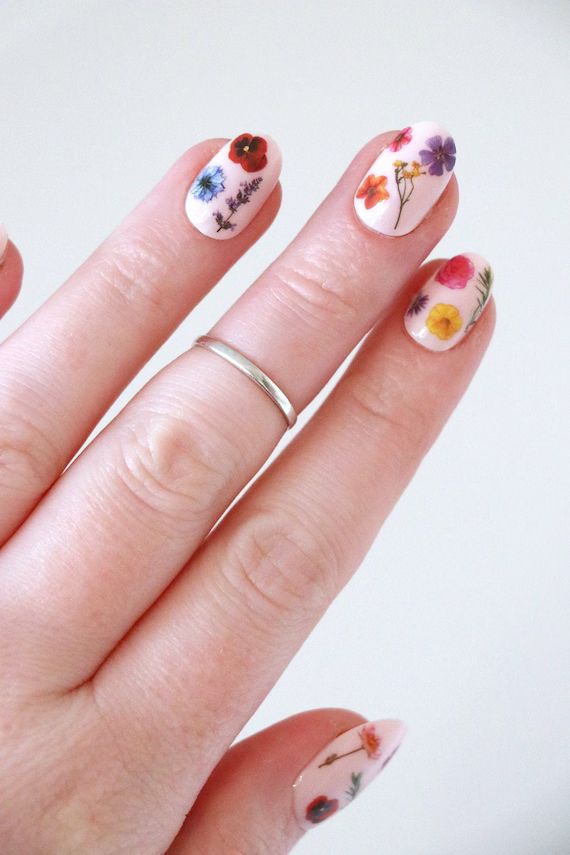 Colorful flowers nail tattoos / flower nail decals / nail art / floral nails / floral nail decals... | Etsy (US)