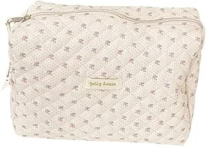 Juoxeepy Cotton Makeup Bag Large Travel Cosmetic Bag Quilted Cosmetic Pouch Coquette Aesthetic Fl... | Amazon (US)