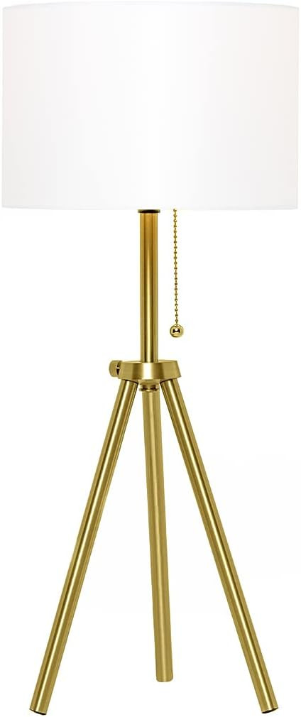 O’Bright Tripod Table Lamp, Adjustable in Height, 100% Metal Body with Linen Drum Shade, Bedsid... | Amazon (US)