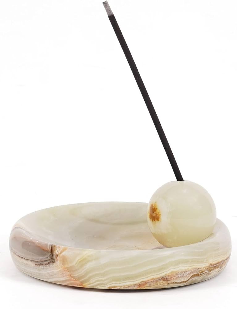 Incense Holder for Sticks, Natural Marble Incense Burner Ash Catcher Plate for Palo Santo, Sage, ... | Amazon (US)