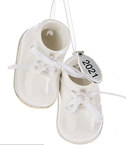 Bisque Porcelain Ivory Baby Shoe Personalized Ornament Babys First Christmas Boy or Girl Ornament... | Amazon (US)