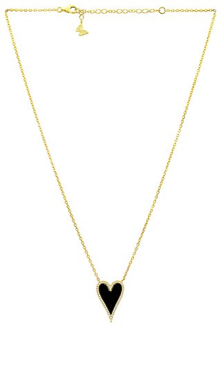 Elongated Pave Heart Necklace in Black | Revolve Clothing (Global)