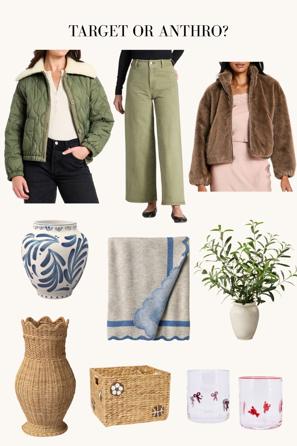 Took a walk through Target and was impressed by some of these items , esp the homegoods, for less! 

- jeans unfortunately sold out in Short but they have a cropped length so regular can still fit some petites

- realistic faux olive branches

- vases and throws

- wicker baskets with cute sports or flower motifs

- look for less of the viral anthropologie juice glasses
 

 #LTKHome #LTKFindsUnder50 #LTKFindsUnder100
