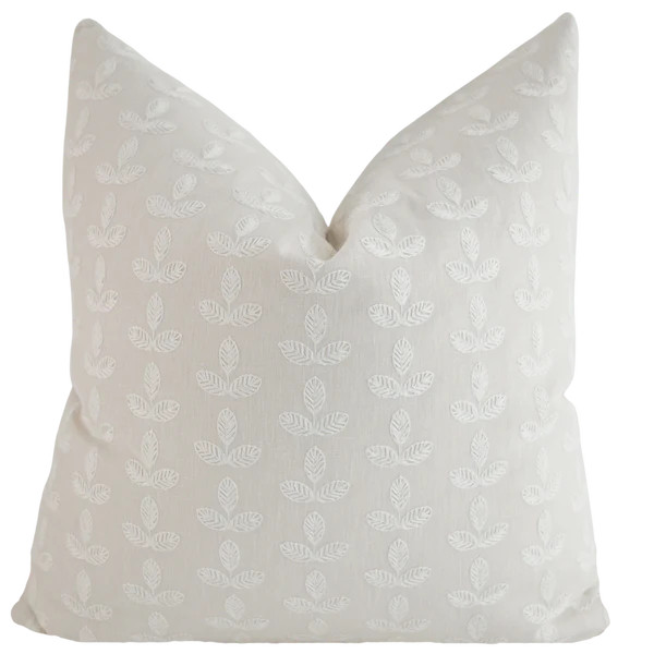 Stitched Leaves White Pillow Cover | Hackner Home (US)