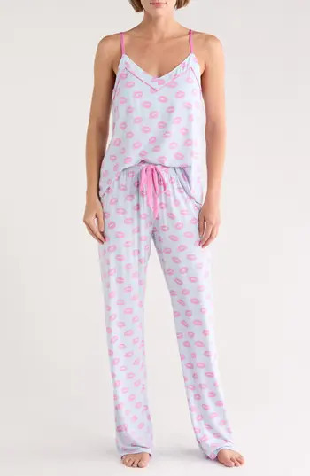 PJ Salvage Lovely Dreams Lipstick Print Pajamas in Light Blue at Nordstrom Rack, Size X-Large | Nordstrom Rack