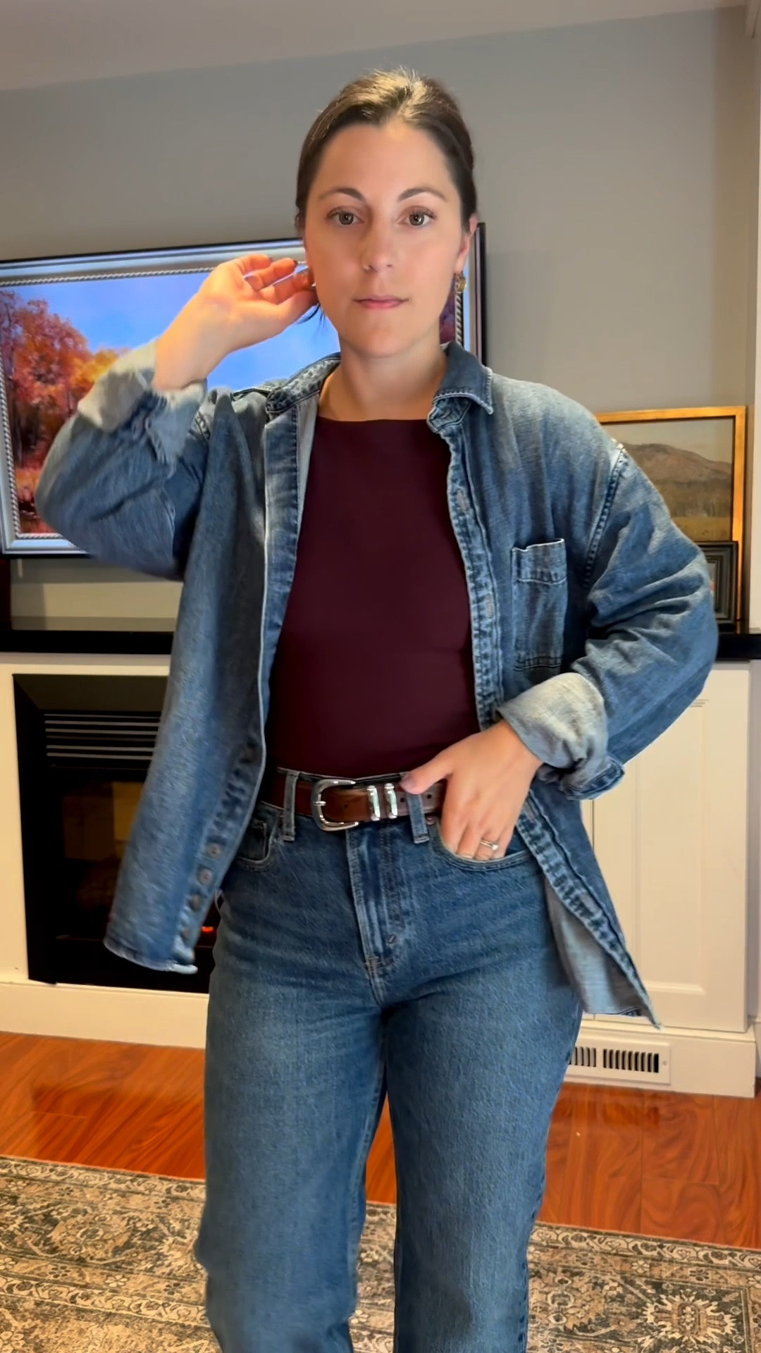 Denim on denim fall outfit - xs denim shirt, xs bra free tank, 24 extra short jeans. I’m 5ft, 115lbs.

Fall outfits
90s outfits
Petite outfits
Petite jeans
90s relaxed jeans
Casual outfits
Mom outfits

@abercrombie 
#abercrombiepartner

#LTKPetite #LTKSeasonal #LTKootd