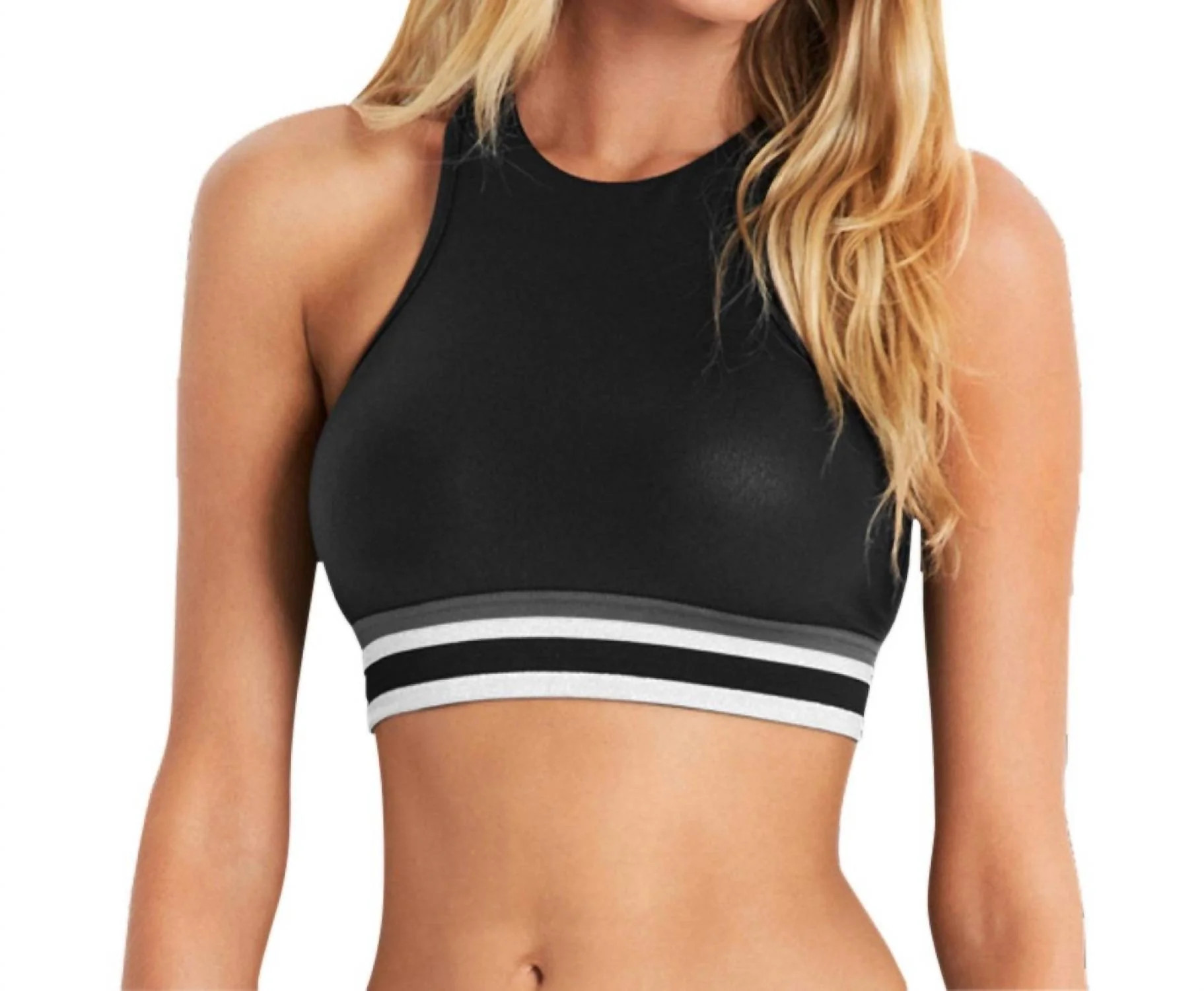 High Neck Low Impact Sports Bra In Black | Shop Simon