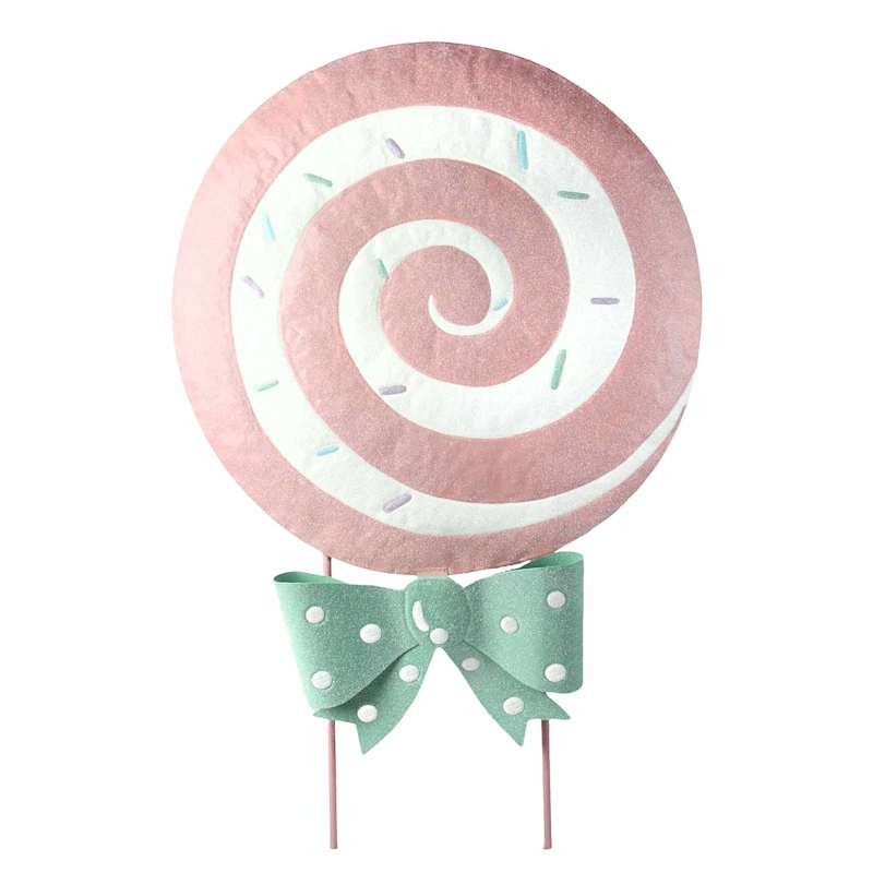 Mrs. Claus' Bakery Pink Swirl Candy Yard Stake, 48" | At Home