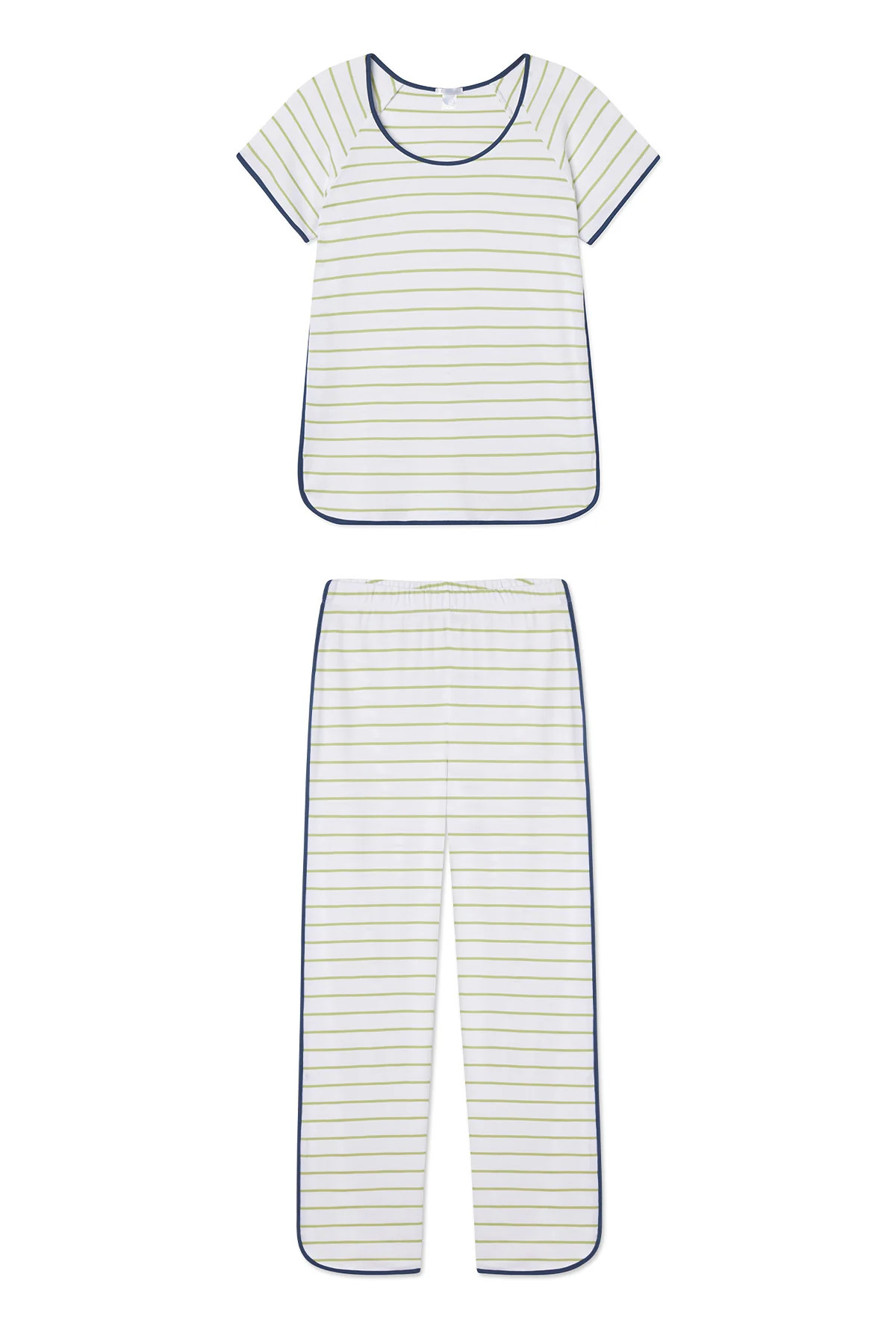 Pima Short-Long Set in Olive Stripe | Lake Pajamas
