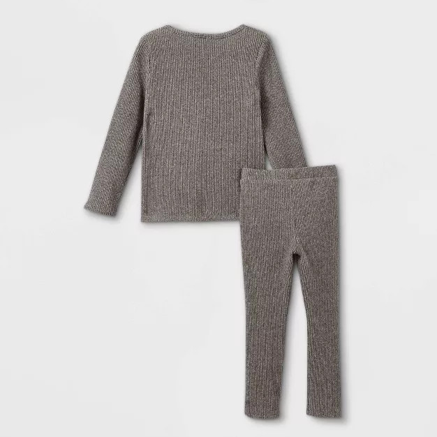Toddler Girls' 2pc Cozy Rib Long Sleeve Top & Leggings Set - art class™ Charcoal Gray | Target