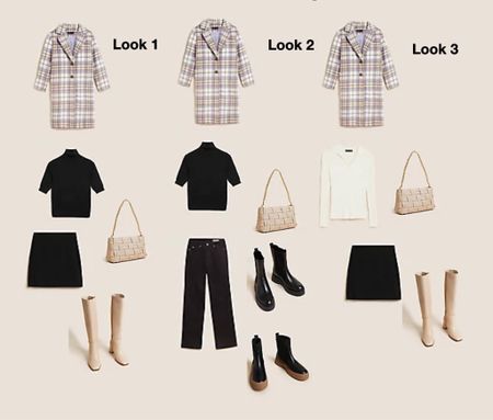 Midsize A/W wardrobe basics to rework!

Easy yet fashionable pieces that can be reworked for autumn winter outfits!
Checked coat, black a-line skirt, designer dupe leather woven bag, Chelsea boots, high neck - short sleeve jumper with collared v- neck jumper and knee high block heel boots! 

#LTKSeasonal #LTKeurope #LTKstyletip