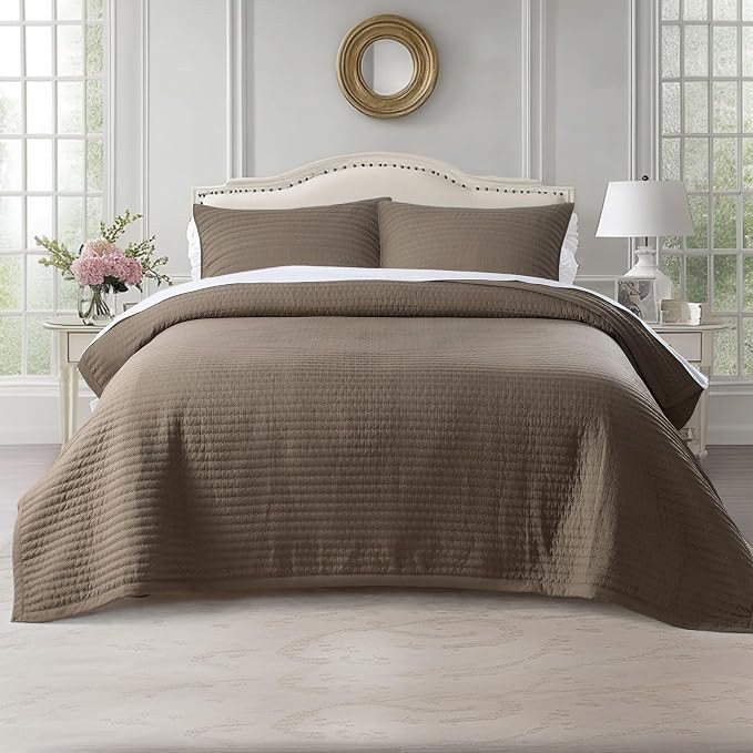 KASENTEX Oversized King Quilt Set 112"x106" – Soft Washed 3-Layer Lightweight California King B... | Amazon (US)