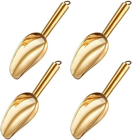 TeamFar Mini Scoop Set of 4, 3 Oz Small Canister Jar Scoops, Gold Candy Utility Scoops Stainless Ste | Amazon (US)