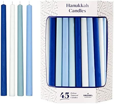 Deluxe Tapered Hanukkah Menorah Candles for All 8 Nights of Chanukah (Pastel Blue/White) | Amazon (US)
