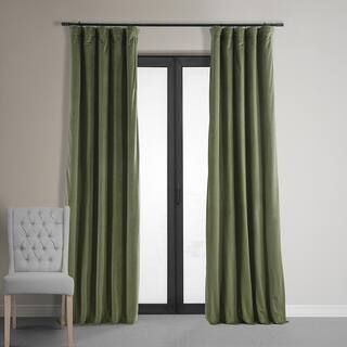 Exclusive Fabrics & Furnishings Hunter Green Velvet Rod Pocket Blackout Curtain - 50 in. W x 108 in. | The Home Depot