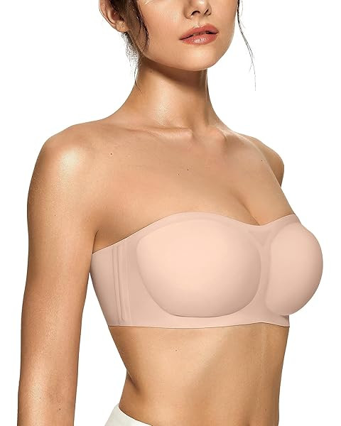 OEAK Womens Strapless Bras Jelly Push Up Bandeau Bra Non Slip Wireless Supportive Padded Bras Sea... | Amazon (US)