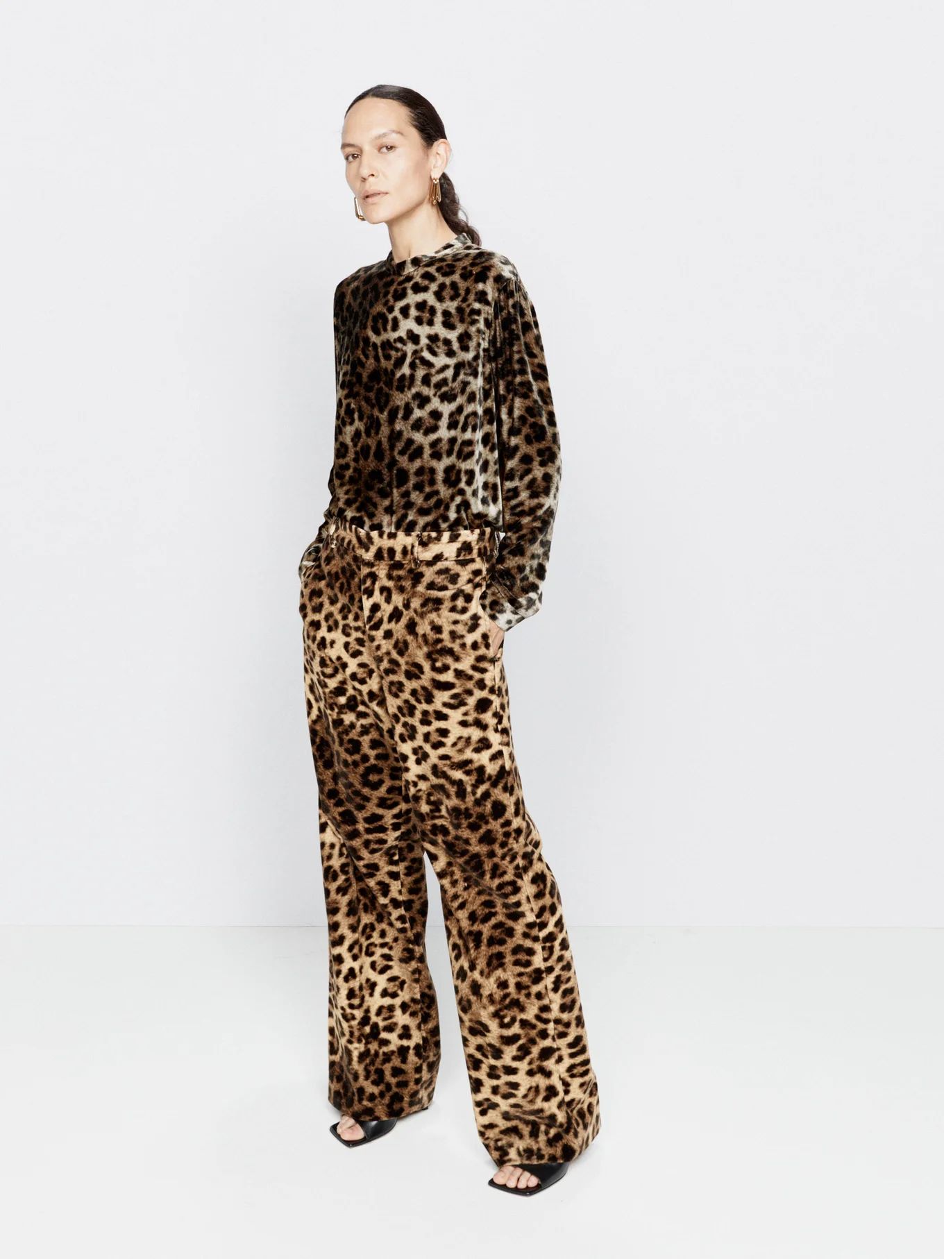 Uniform leopard cotton-velvet wide-leg trousers | Raey | Matches (UK)